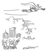 Low carbon emission man - cartoon